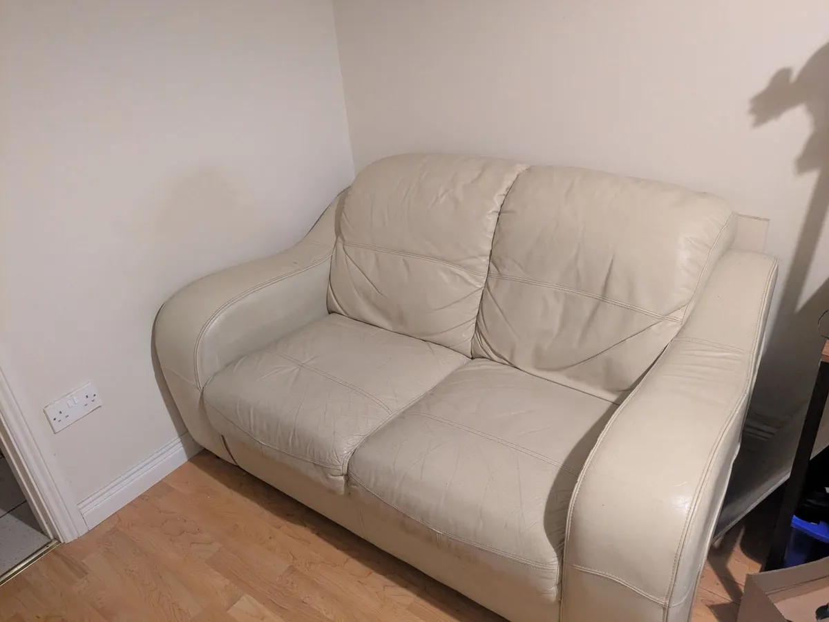 Cream Leather Couch