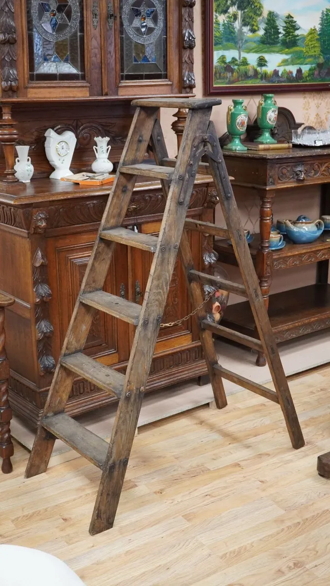 French Antique Library / Artists Step Ladder - Image 1