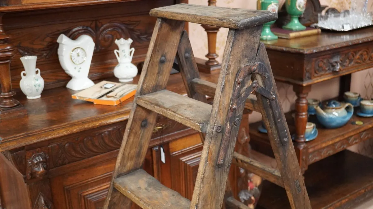 French Antique Library / Artists Step Ladder - Image 2