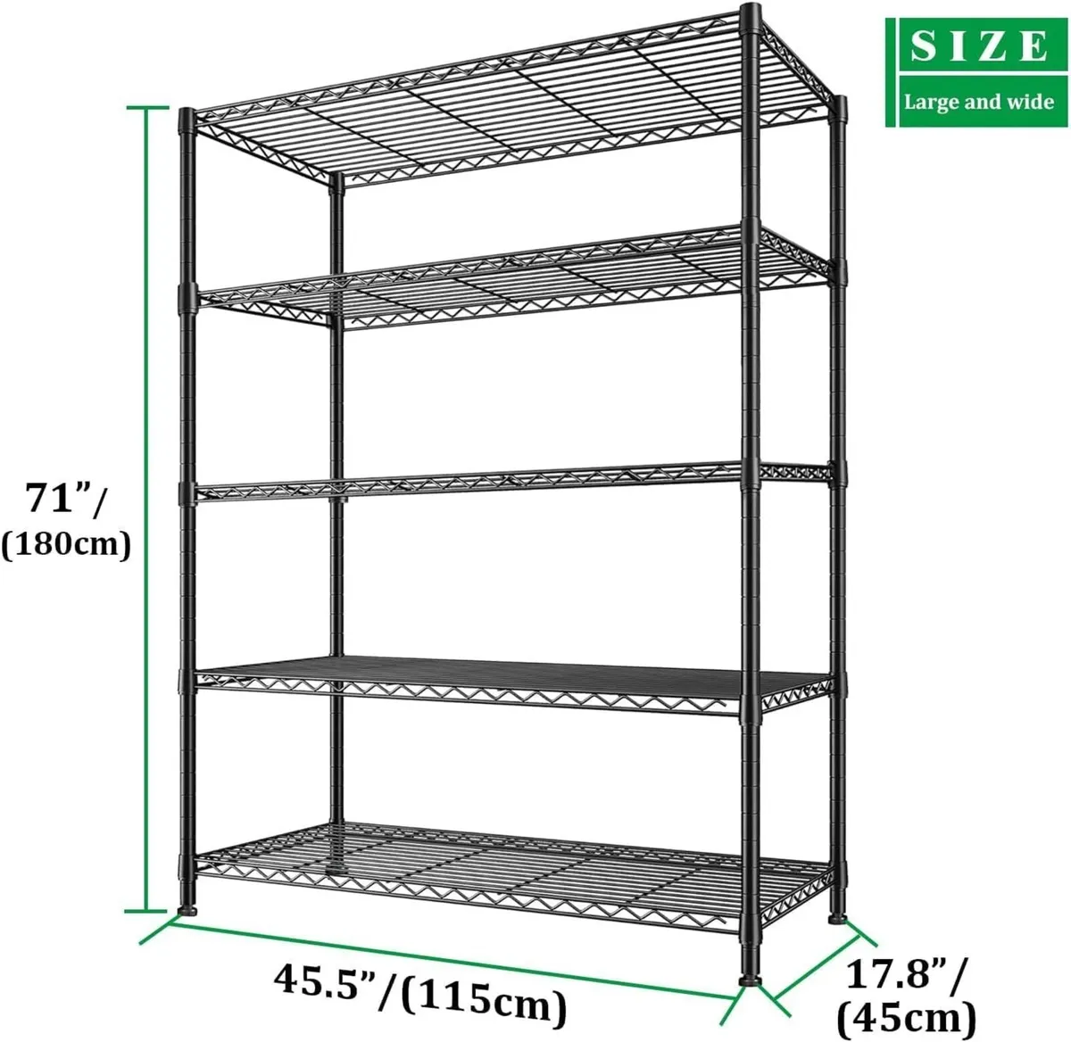 5-tier Storage Shelf Heavy Duty Shelving Unit 115 - Image 3
