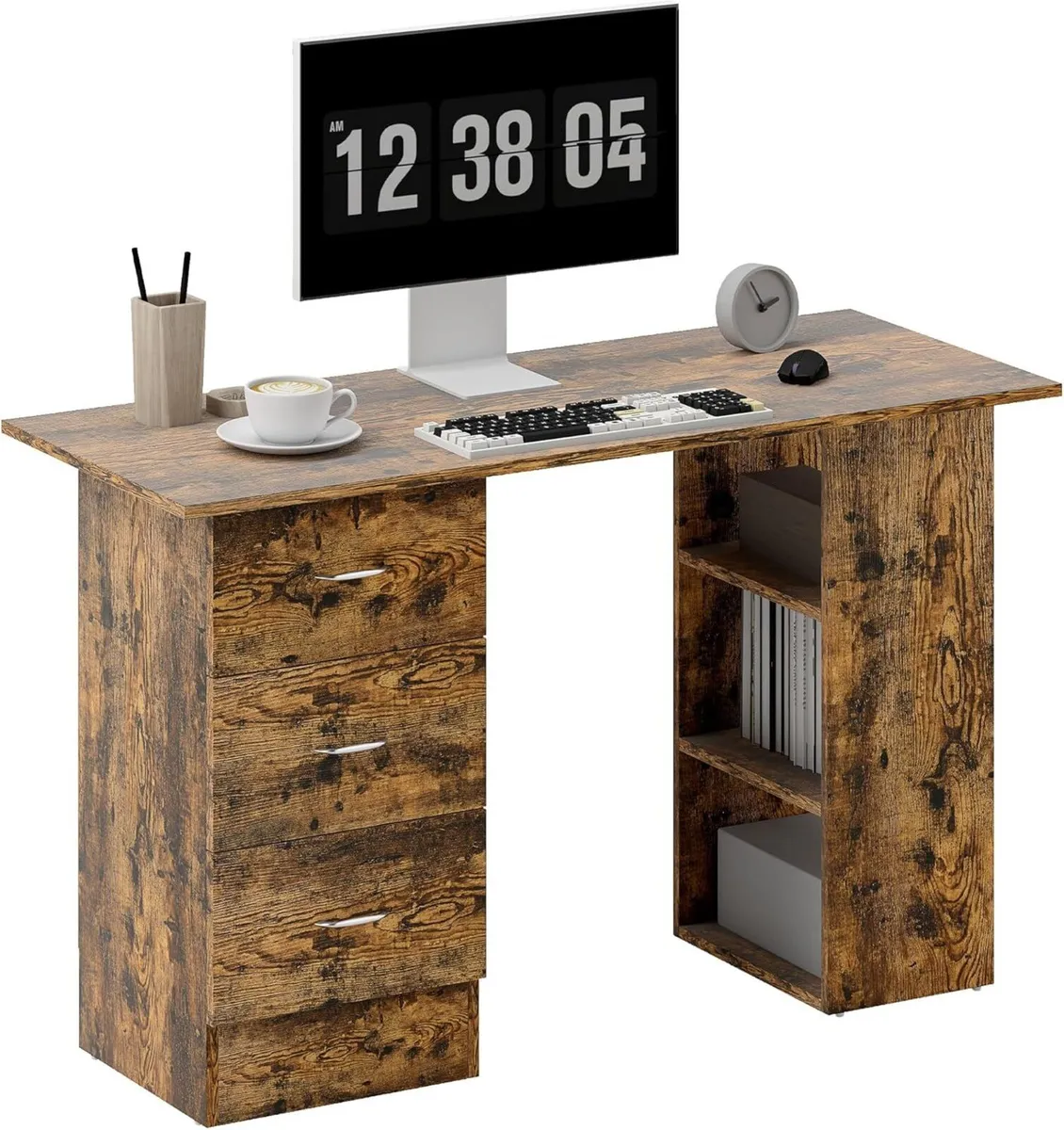 Computer Desk with Drawers Home Office Writing - Image 1