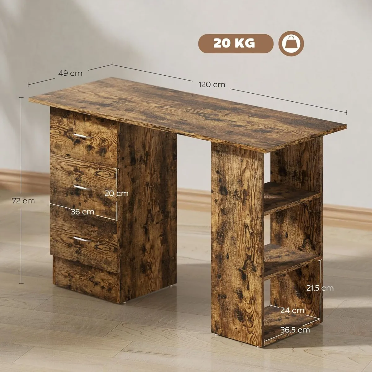 Computer Desk with Drawers Home Office Writing - Image 3