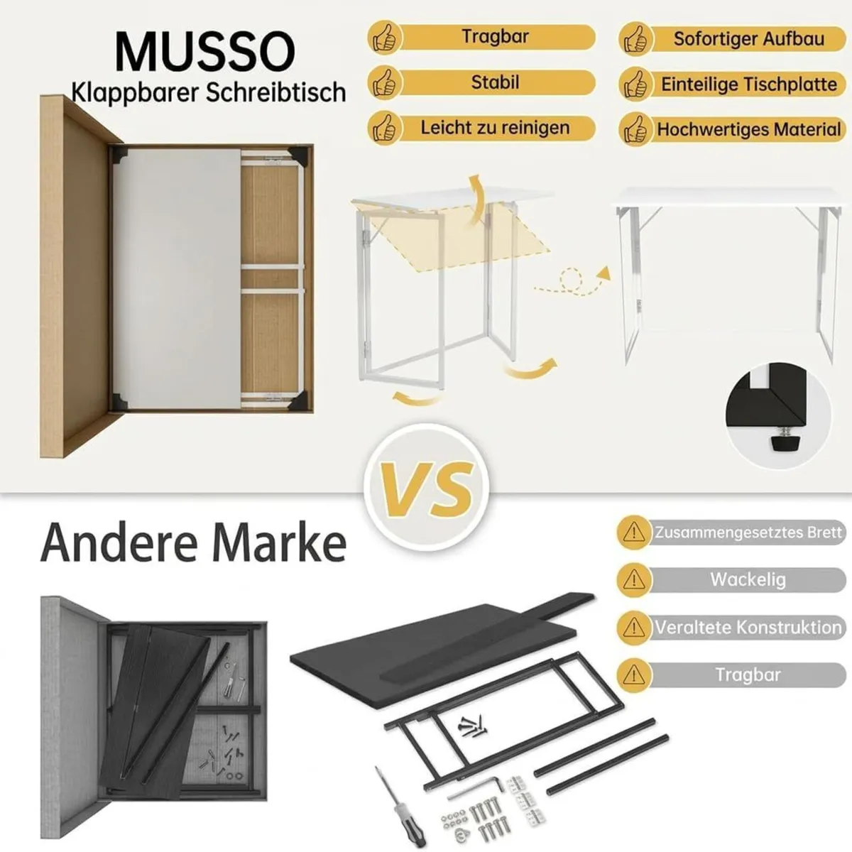 F5 Folding Desk 80 x 40 cm No Assembly Ready to - Image 4