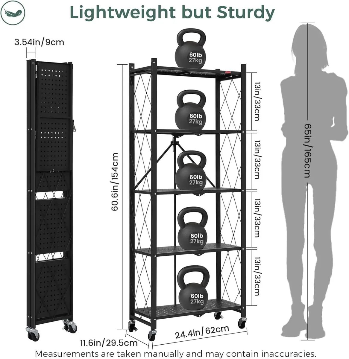 Folding Storage Shelves 5 Tiers Metal Shelving - Image 2