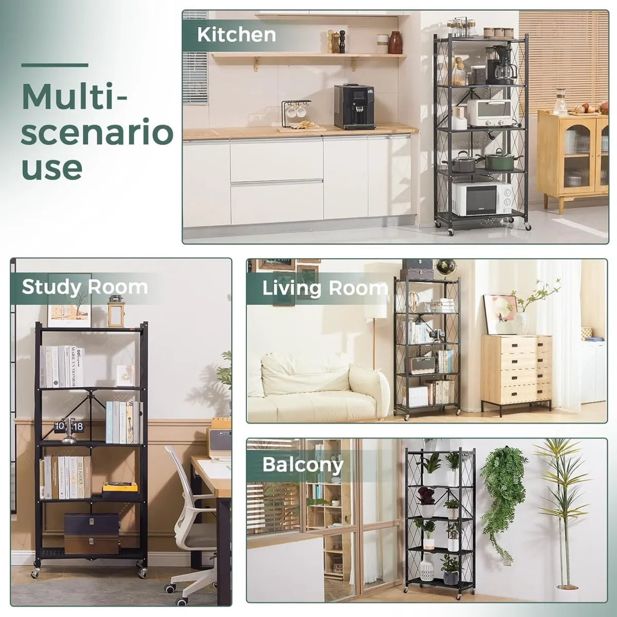 Folding Storage Shelves 5 Tiers Metal Shelving - Image 3