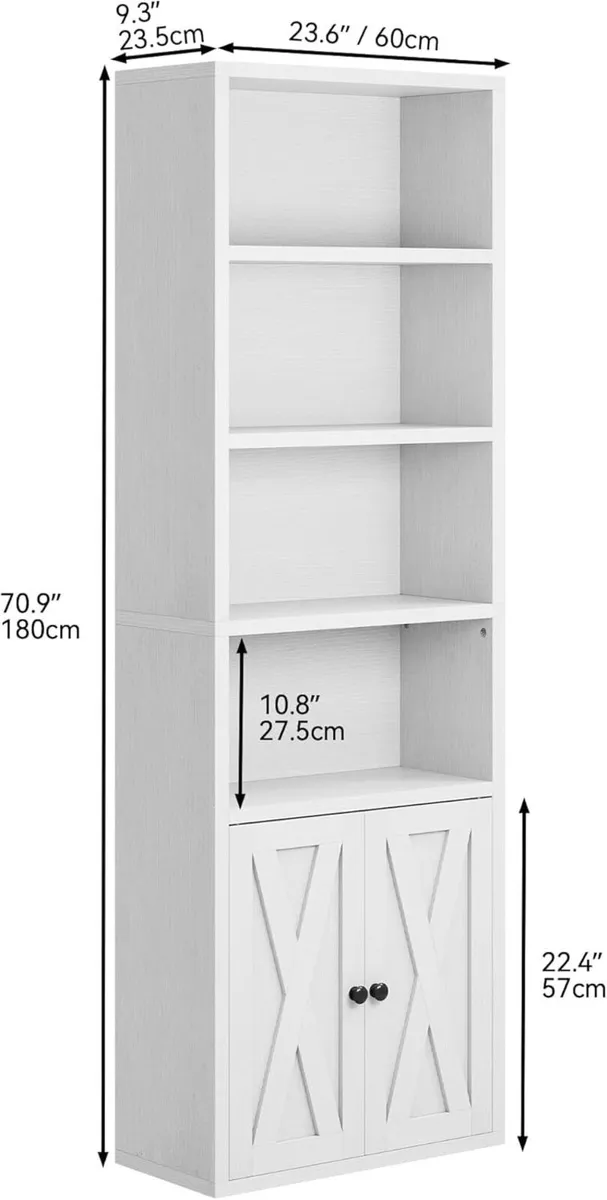 Bookcase Floorstanding Bookshelves with Cupboard - Image 2