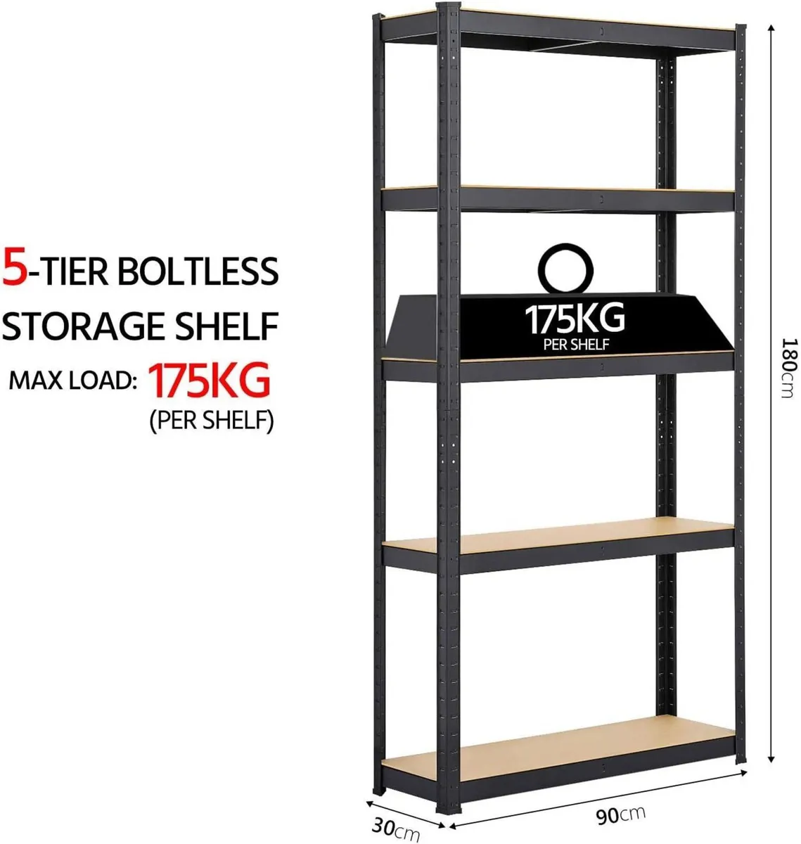2PCS Heavy Duty Garage Shelving Units 5 Tier - Image 3