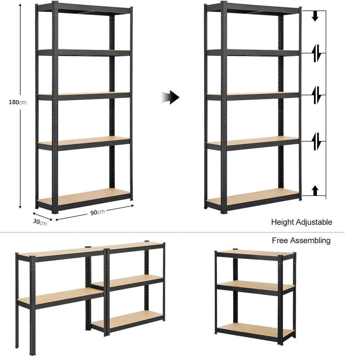 2PCS Heavy Duty Garage Shelving Units 5 Tier - Image 4