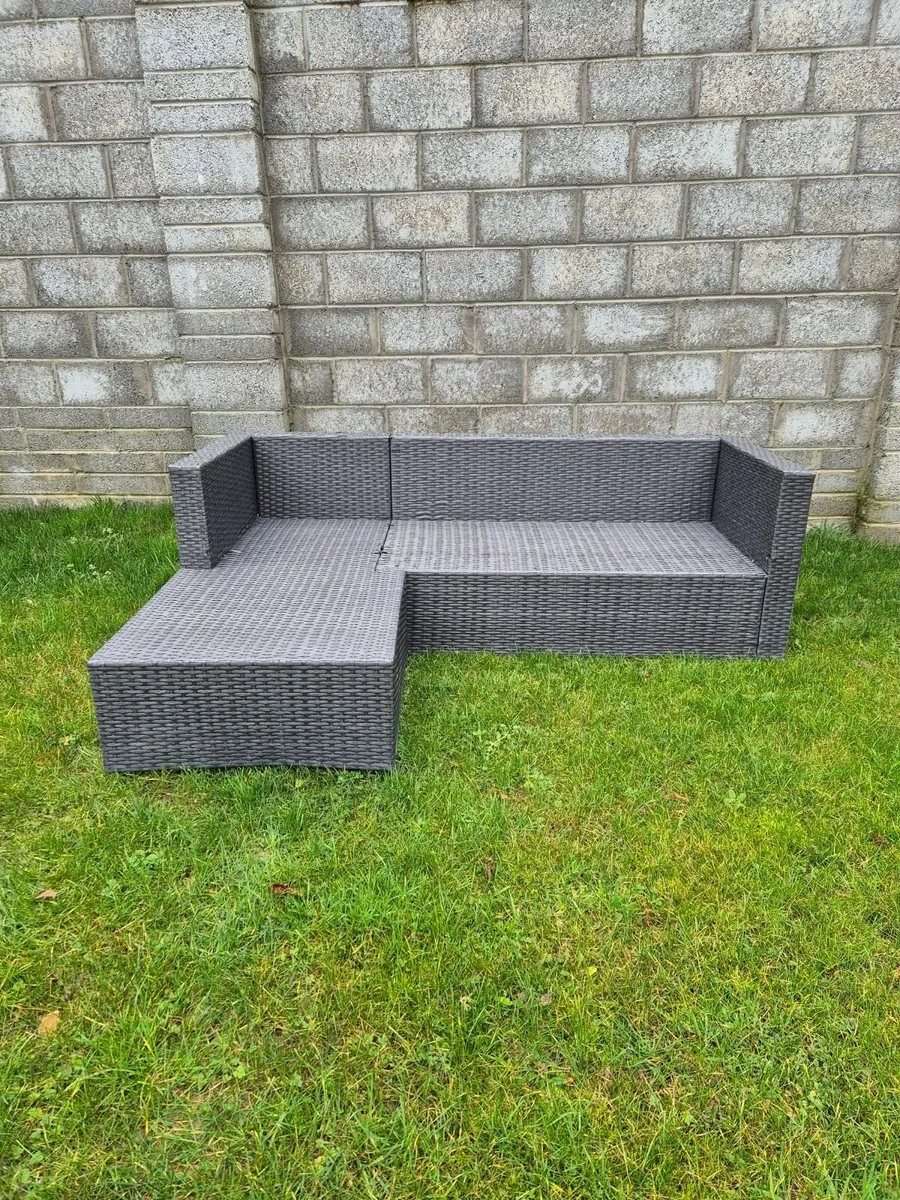 Rattan 4 Seat L Shaped Grey Sofa - Image 2