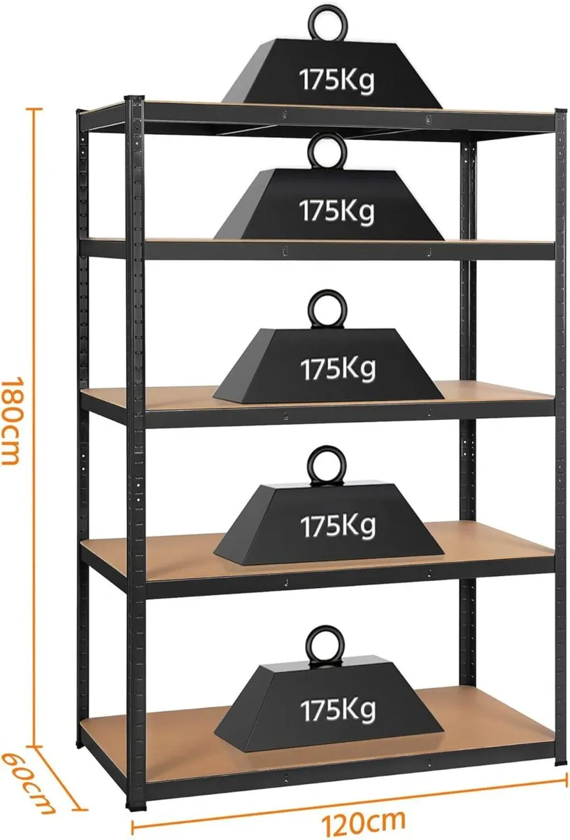 5 Tier Heavy-Duty Shelving Units Garage Shed - Image 3