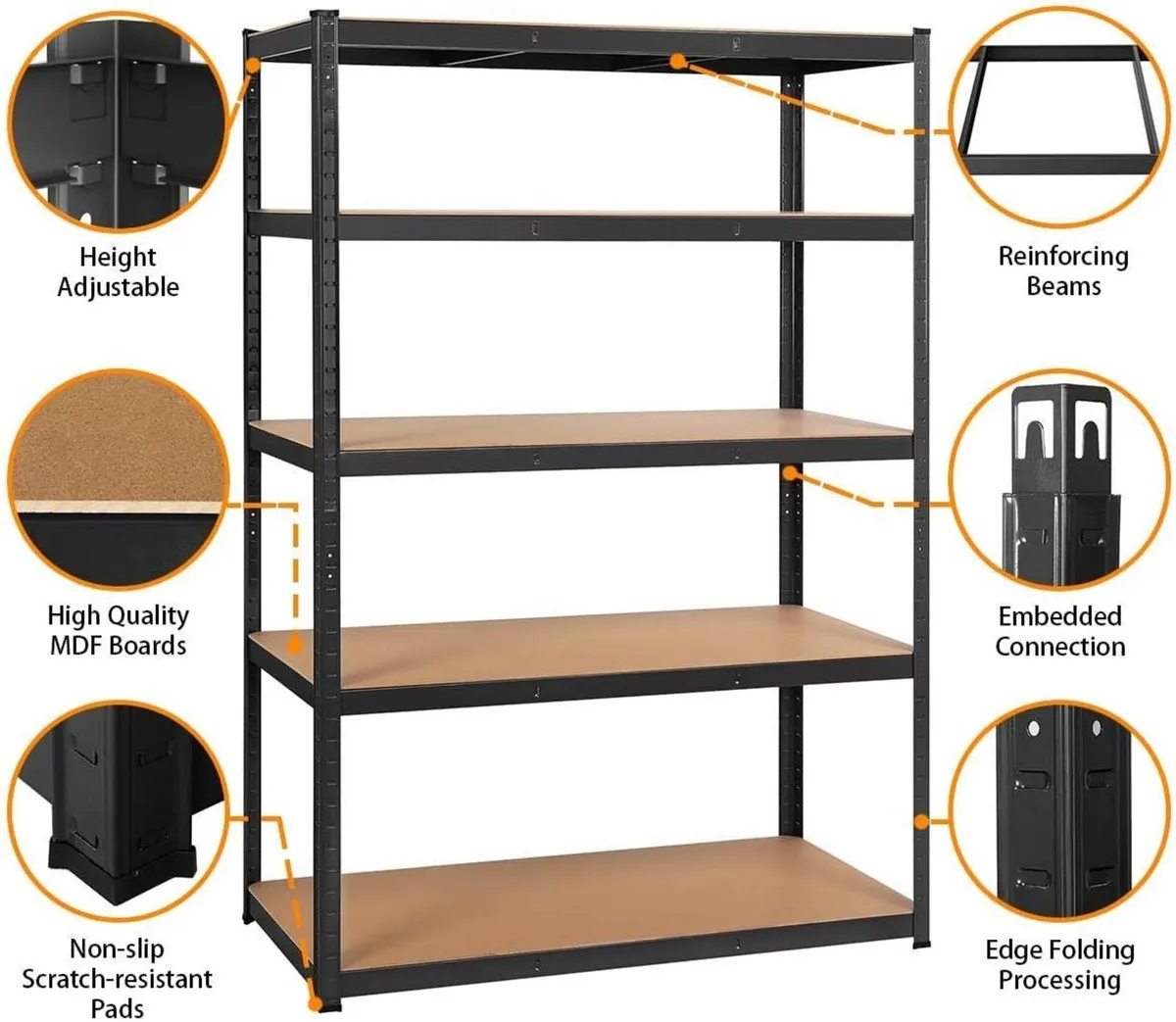 5 Tier Heavy-Duty Shelving Units Garage Shed - Image 4