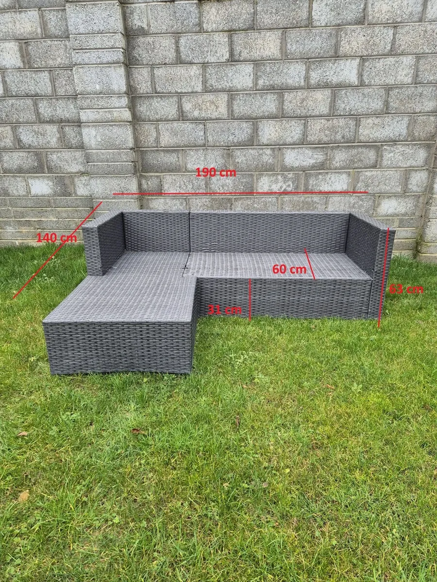 Rattan 4 Seat L Shaped Grey Sofa - Image 3
