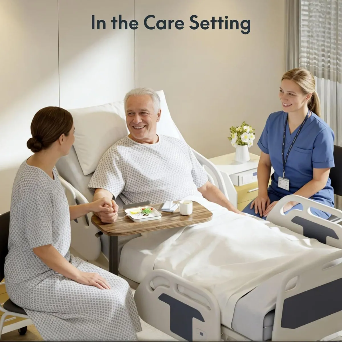 Overbed Table with Wheels Adjustable Height - Image 3