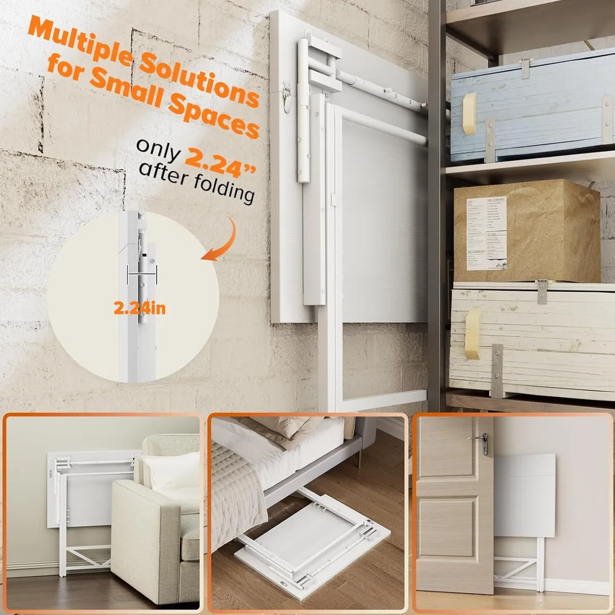 Folding Desk with Monitor Stand Foldable Computer - Image 2