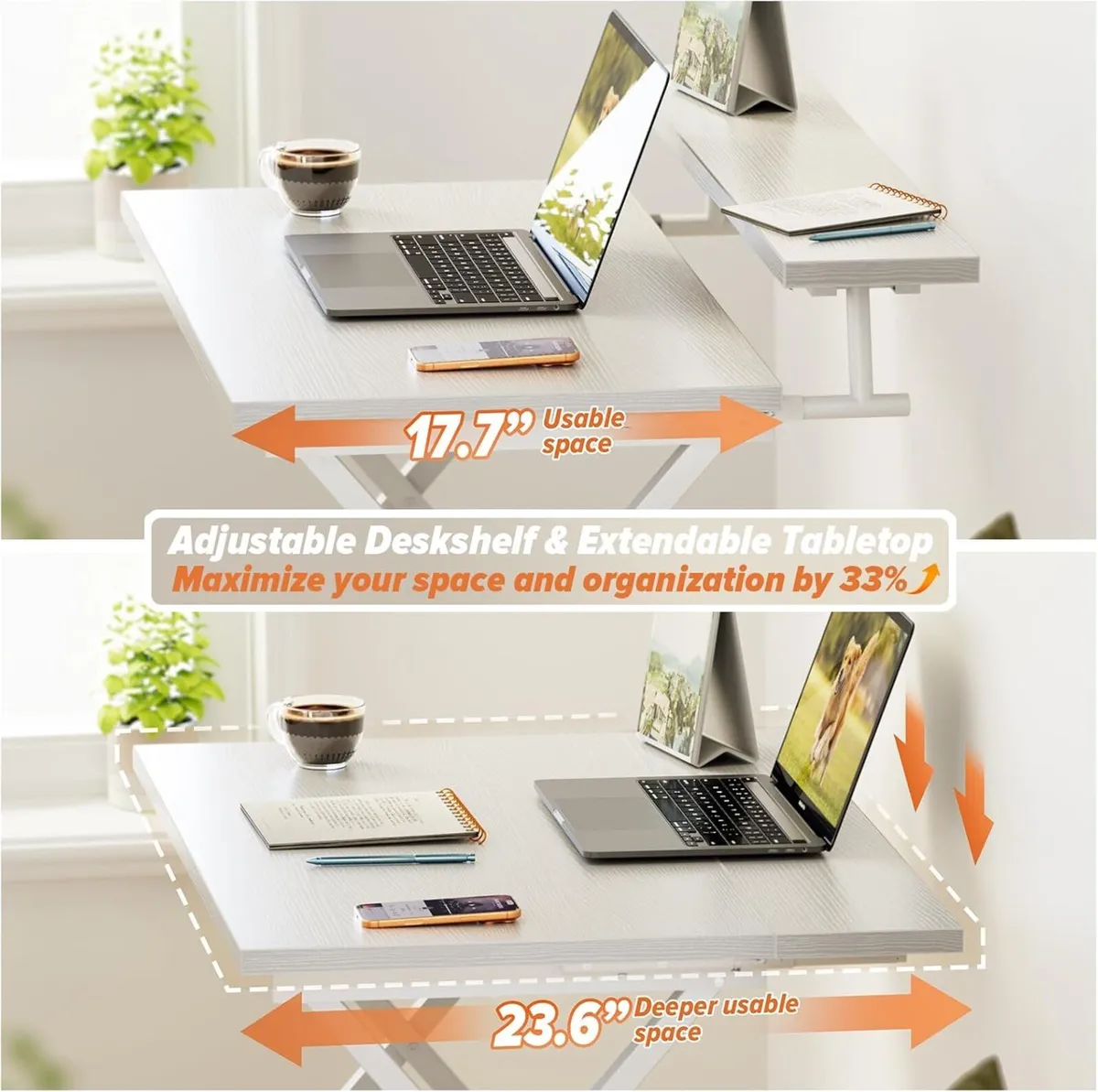 Folding Desk with Monitor Stand Foldable Computer - Image 3