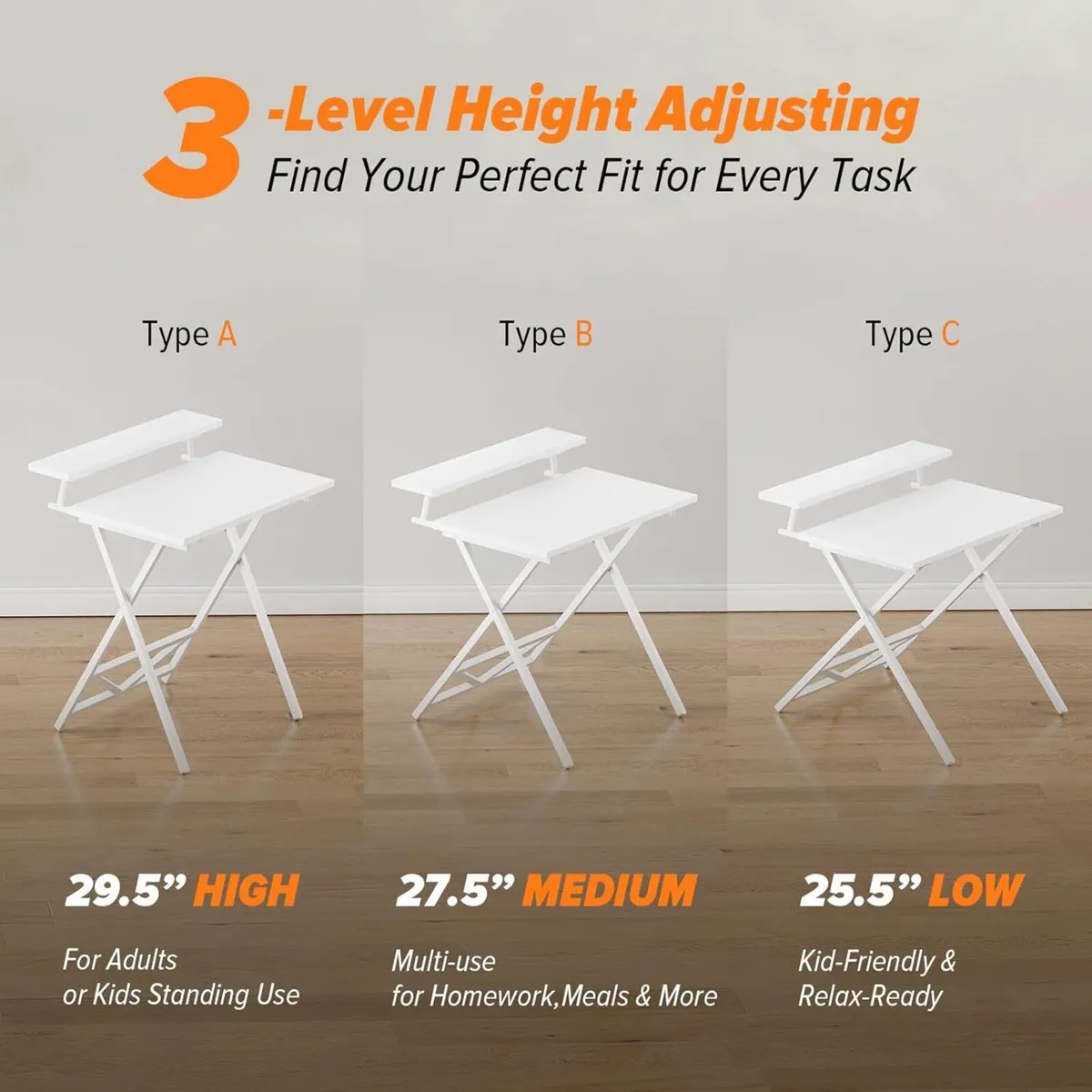 Folding Desk with Monitor Stand Foldable Computer - Image 4