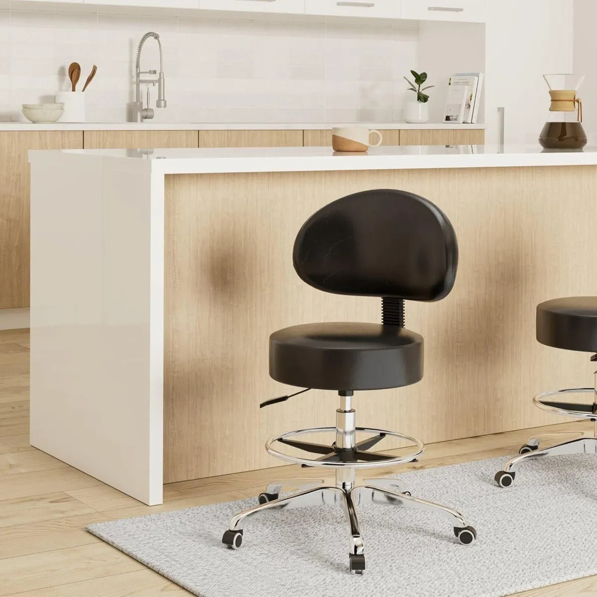 Grace Height Adjustable Rolling Swivel Stool - Image 2