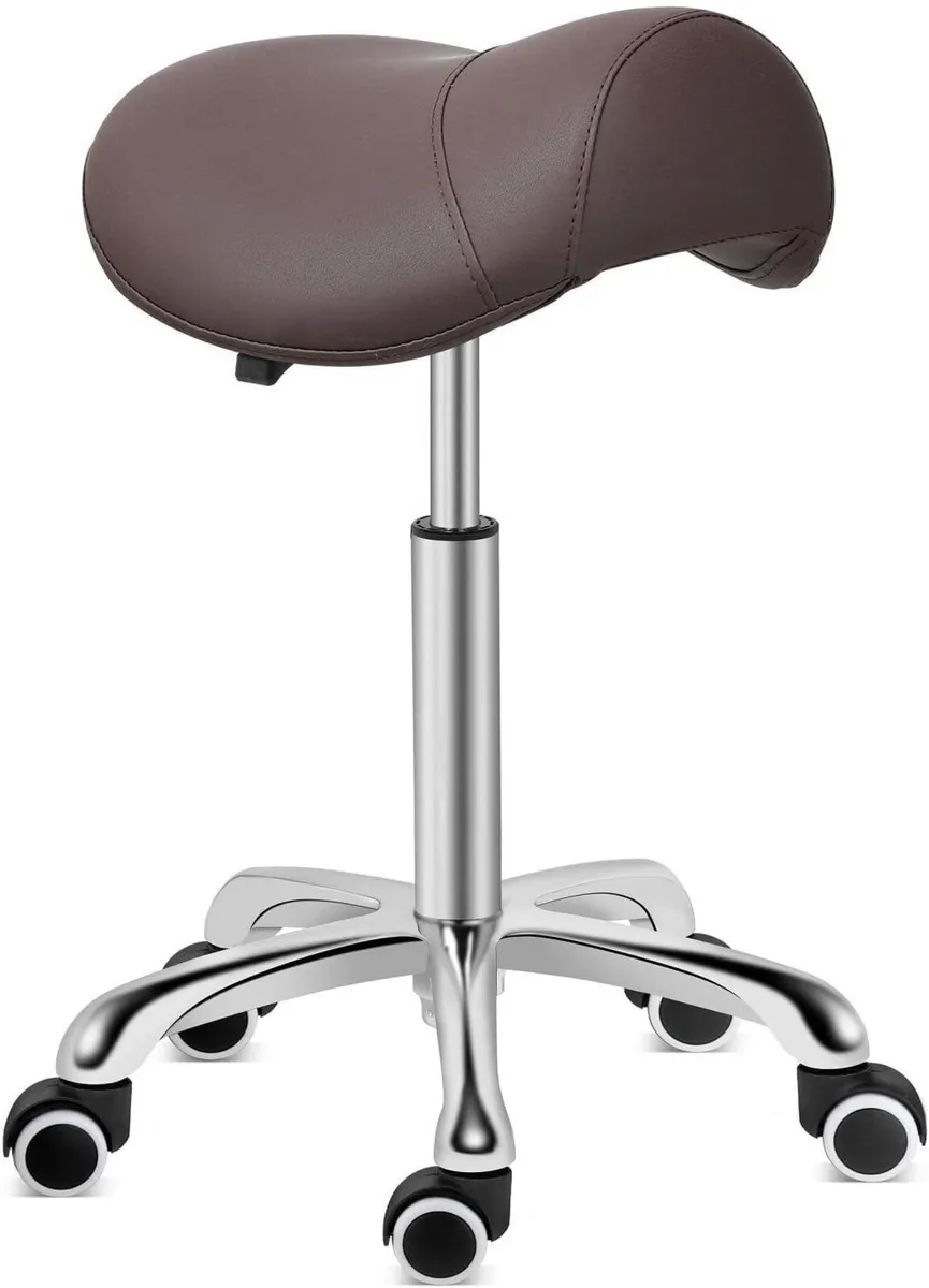 Saddle Stool Rolling Swivel Height Adjustable - Image 1