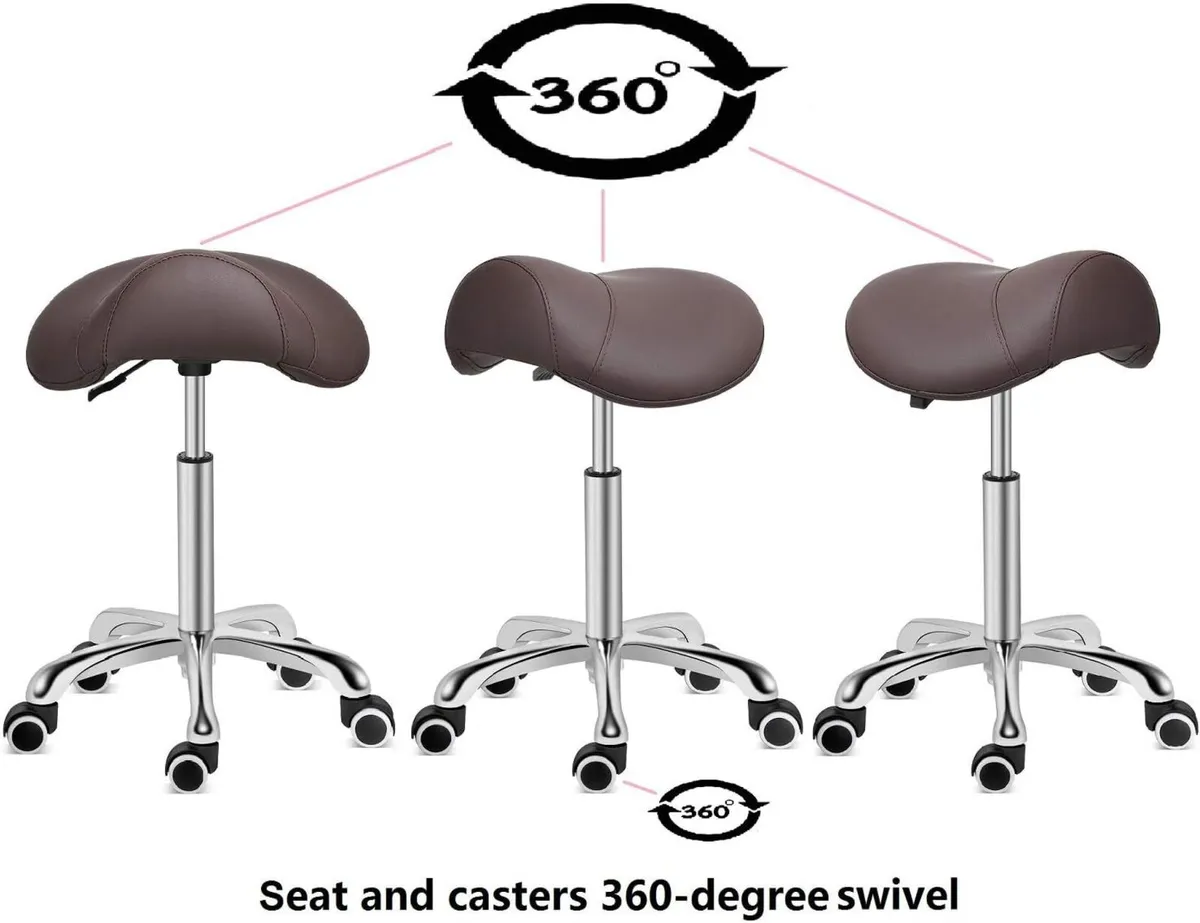 Saddle Stool Rolling Swivel Height Adjustable - Image 3