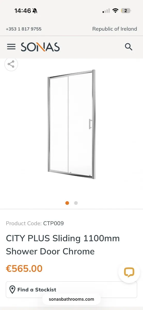 NEW Sonas Shower Door 1100mm - Image 1