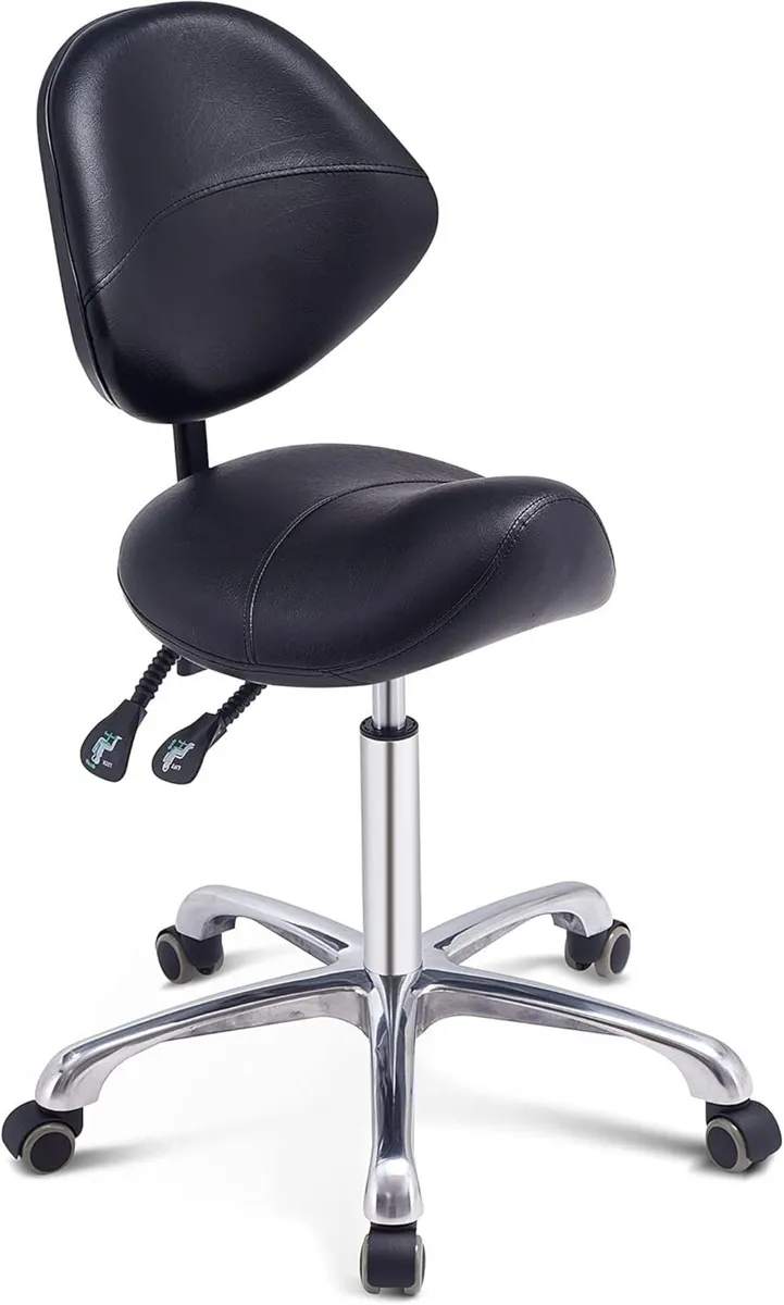 Saddle Stool with Back Support Massage Swivel - Image 1