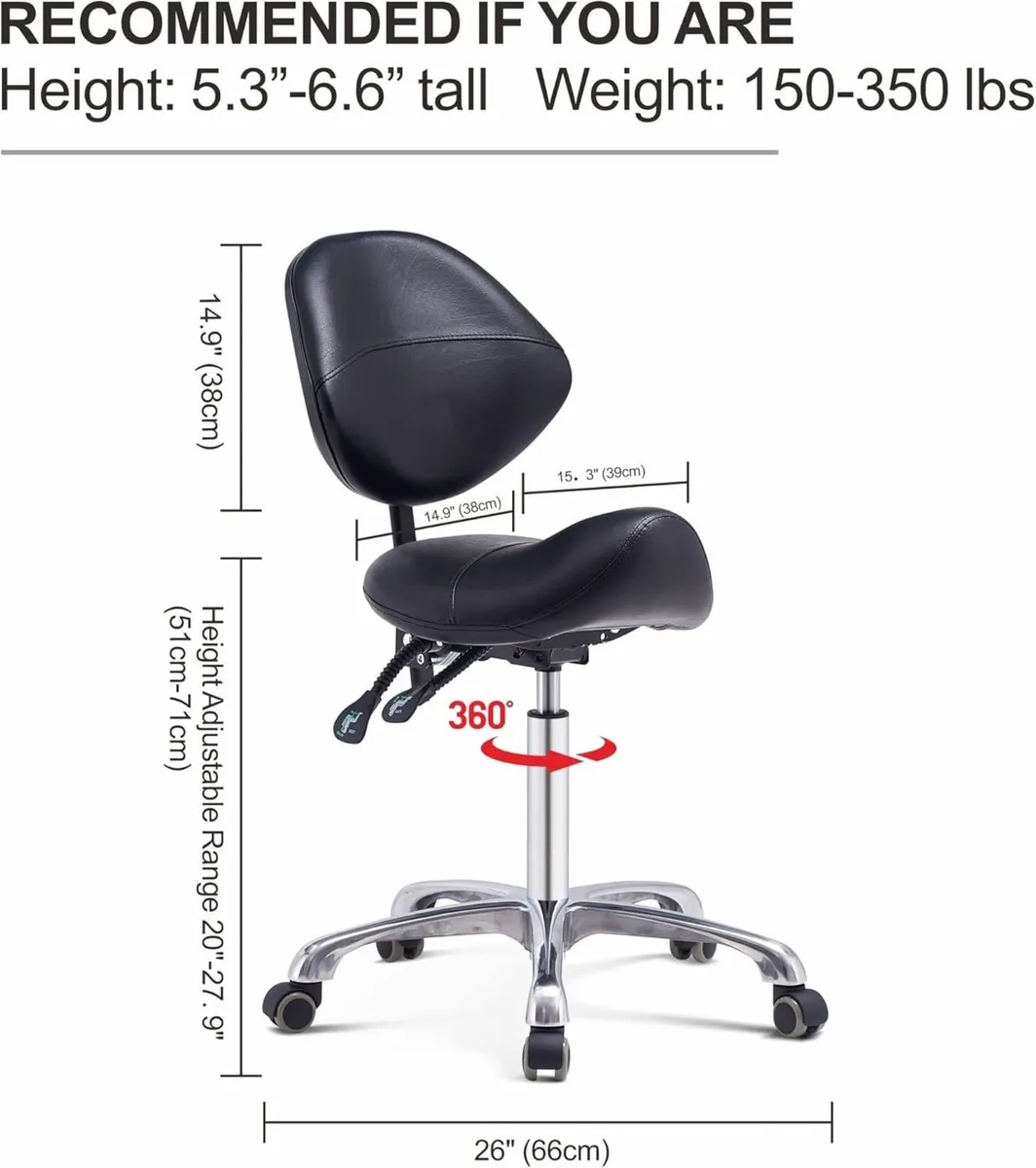 Saddle Stool with Back Support Massage Swivel - Image 2