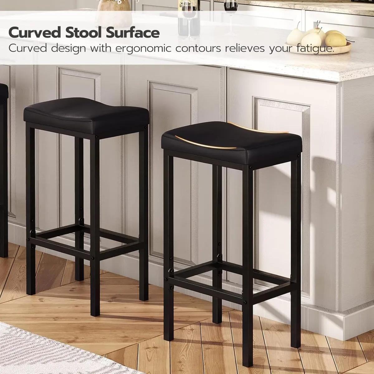 Bar Stools Set of 2 Breakfast Height 63 cm with - Image 4