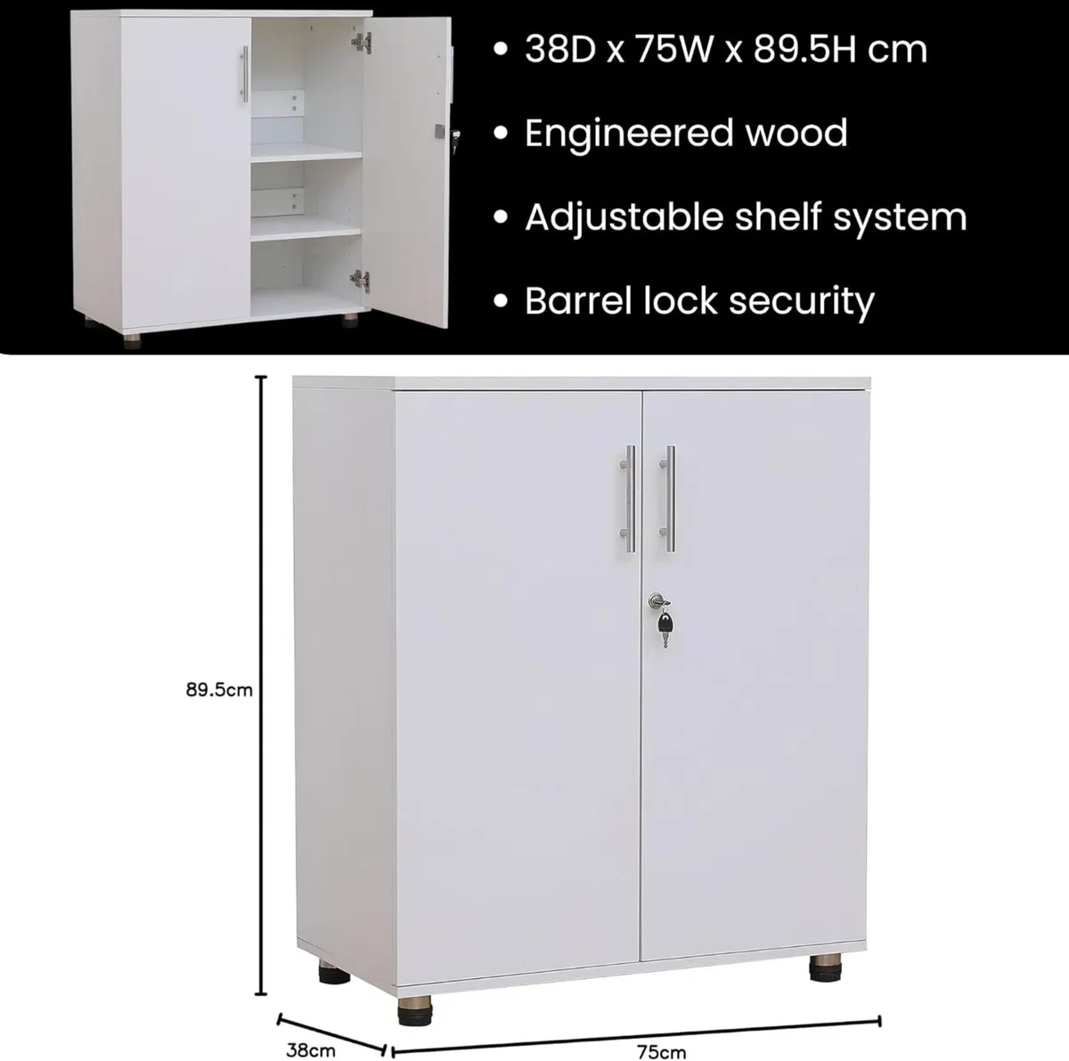 Storage Cabinet Cupboard - File Organiser Wooden - Image 2