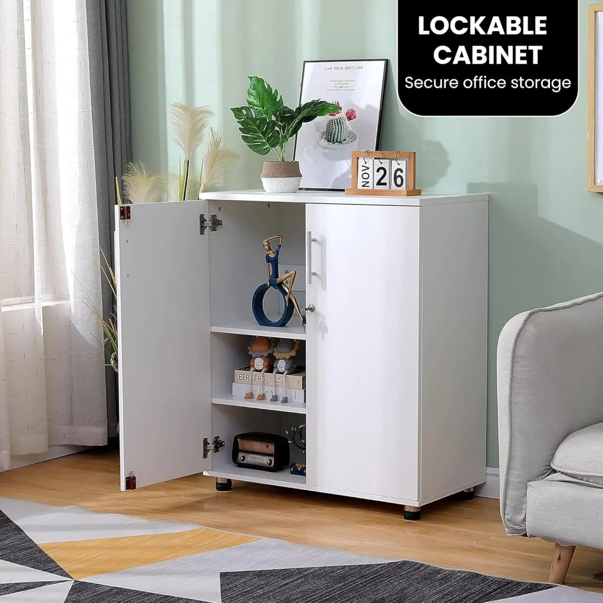 Storage Cabinet Cupboard - File Organiser Wooden - Image 3