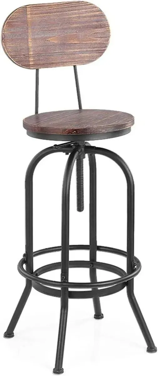 Pinewood Swivel Bar Stool Adjustable Kitchen - Image 4