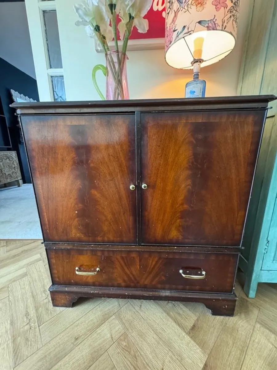 Vintage Drinks Cabinet/ TV Unit, Solid Wod - Image 1