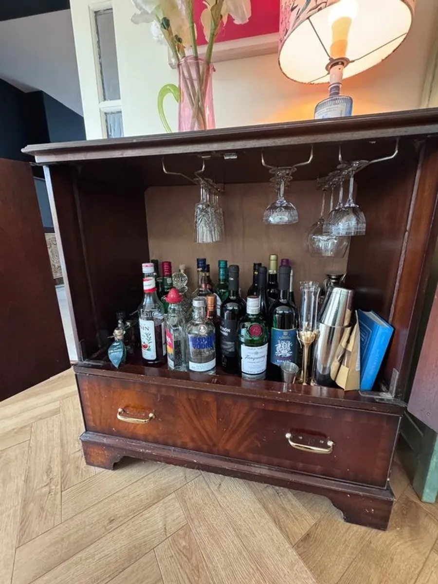 Vintage Drinks Cabinet/ TV Unit, Solid Wod - Image 2