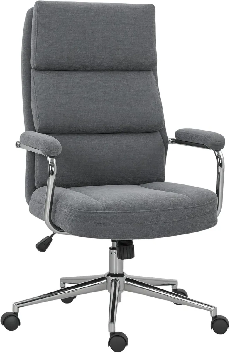 Executive Office Chair Linen Fabric Computer Desk - Image 1