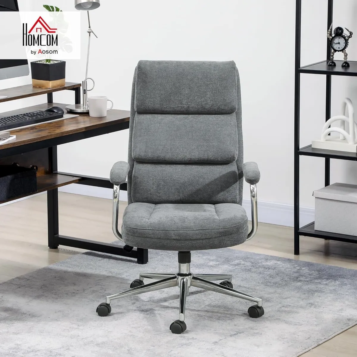 Executive Office Chair Linen Fabric Computer Desk - Image 2