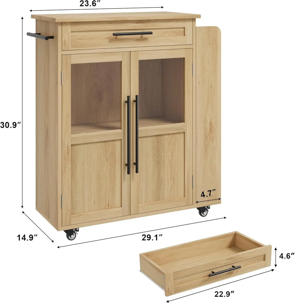 Kitchen Island on Wheels Rolling Storage Trolley - Image 2