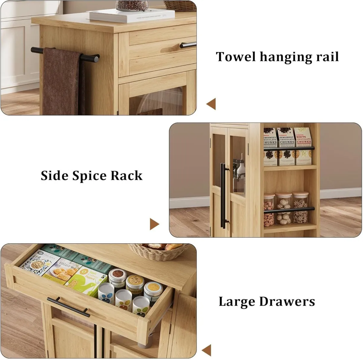 Kitchen Island on Wheels Rolling Storage Trolley - Image 4
