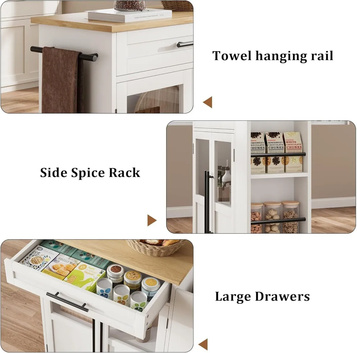Kitchen Island on Wheels Rolling Storage Trolley - Image 4