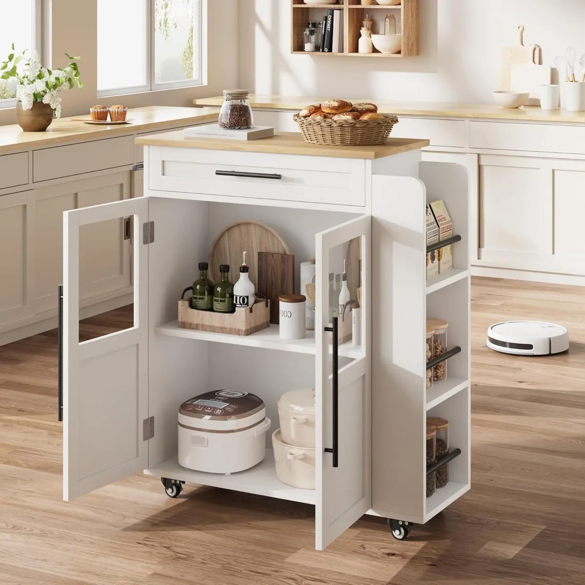 Kitchen Island on Wheels Rolling Storage Trolley - Image 1