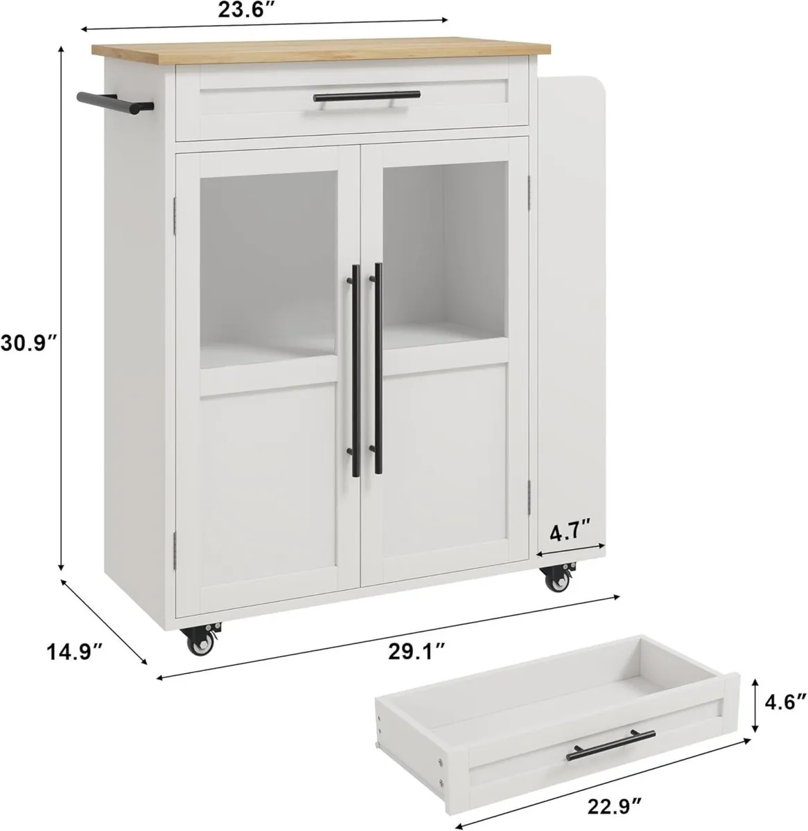Kitchen Island on Wheels Rolling Storage Trolley - Image 2
