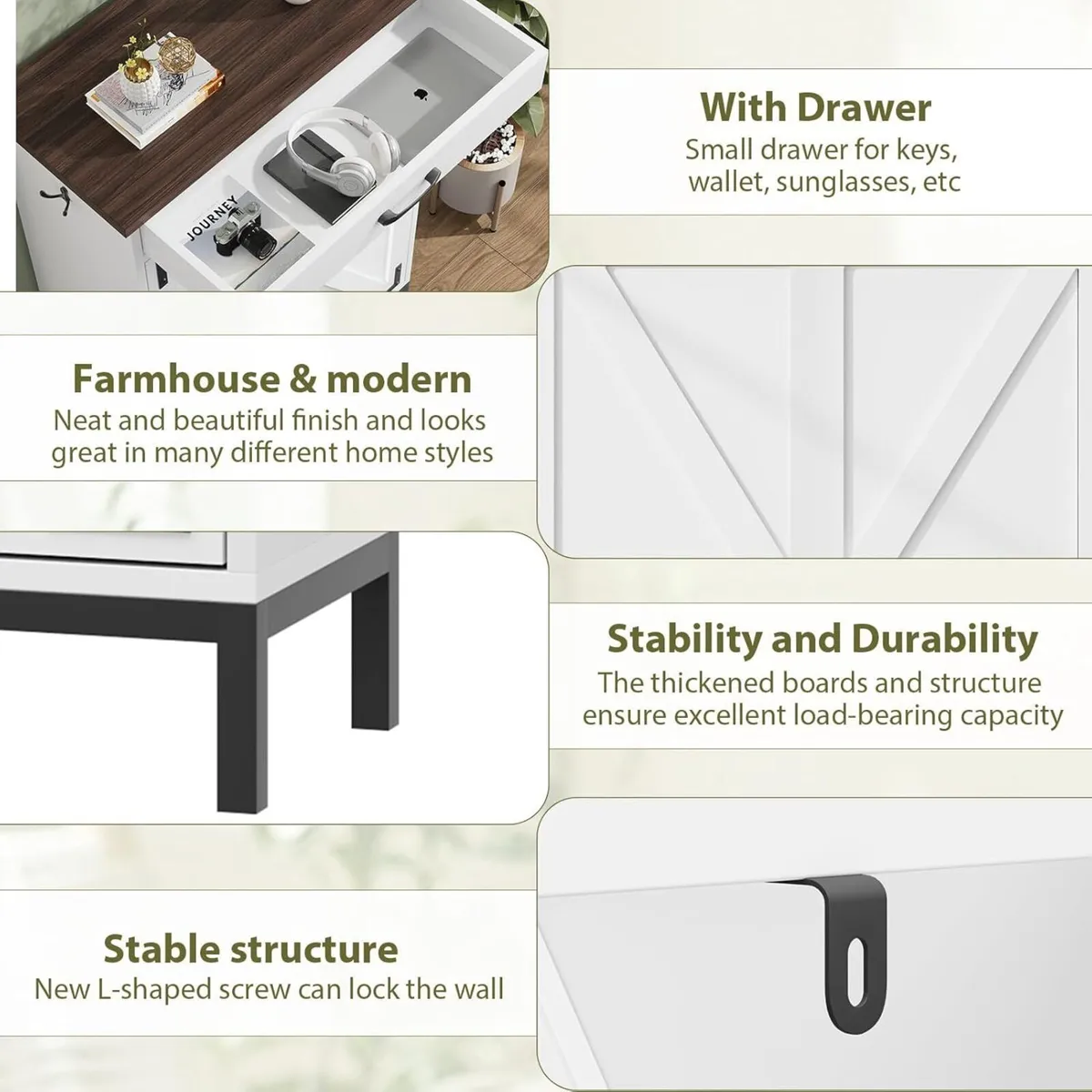 Shoe Cabinet with 2 Flip Drawers 1 Top Drawer - Image 4