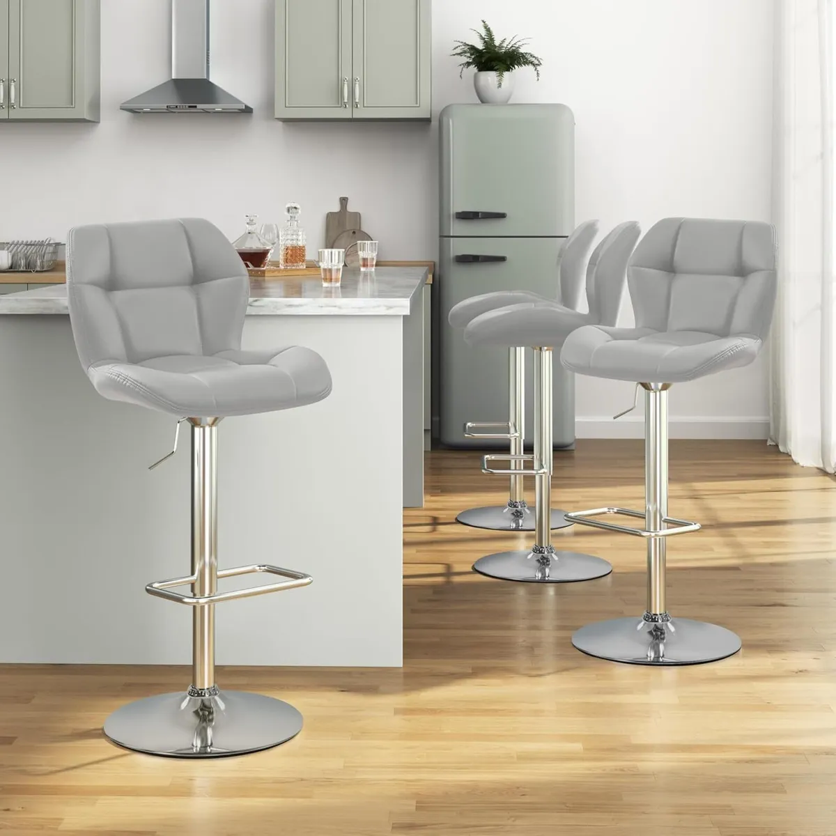 Barstools Set of 2 PU Leather Breakfast Bar - Image 2