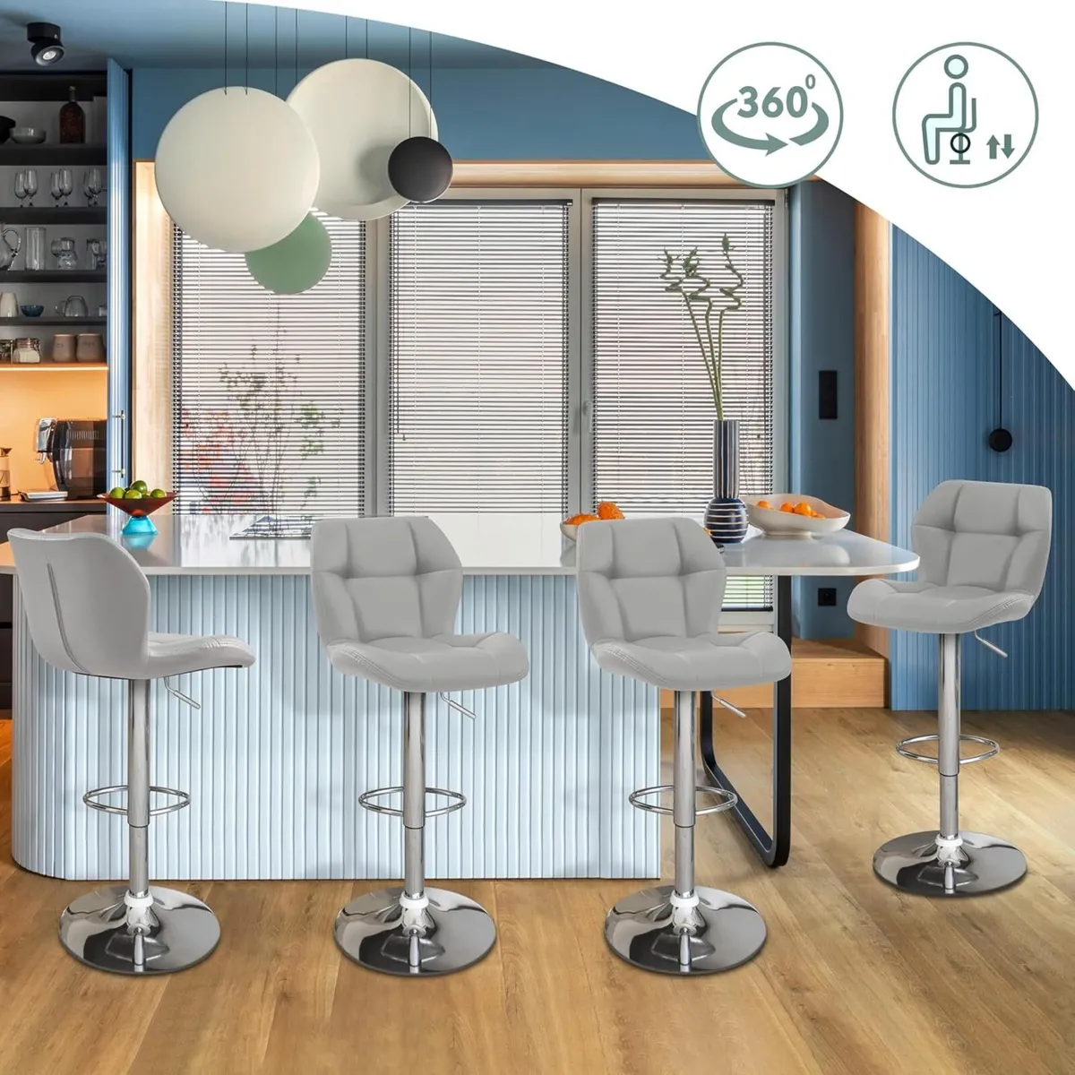 Barstools Set of 2 PU Leather Breakfast Bar - Image 4