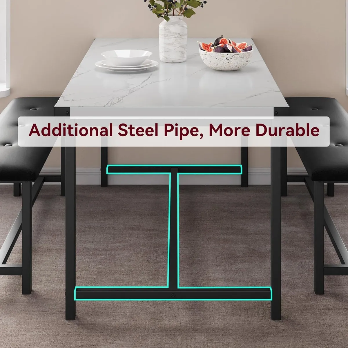 3 Piece Dining Table Set Kitchen and Benches for - Image 4