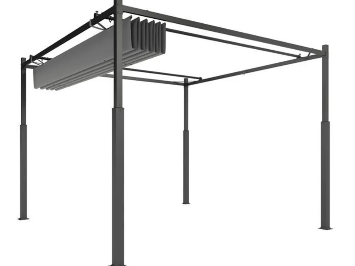 3m x 3m Retractable Garden Pergola with Canopy Roo - Image 2