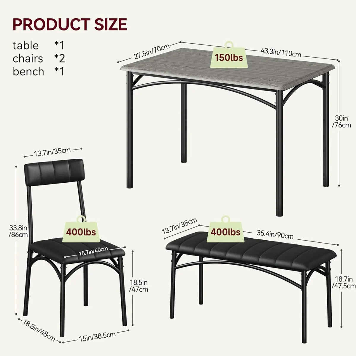 Space-Saving 4-Piece Dining Table Set Modern - Image 3