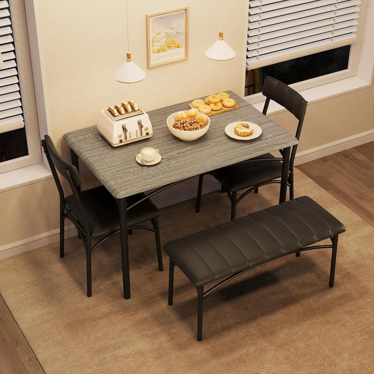 Dining Table Set for 4 Kitchen with Upholstered - Image 4