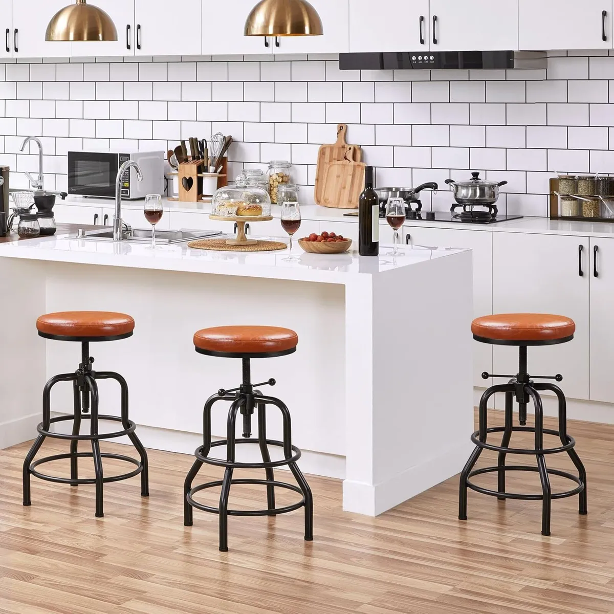 Industrial Height Adjustable Bar Stools Rustic - Image 2