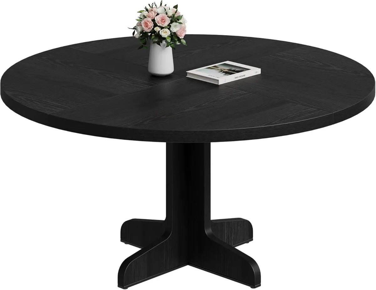 47.2in Round Dining Table for 4-6 People Farmhouse - Image 1