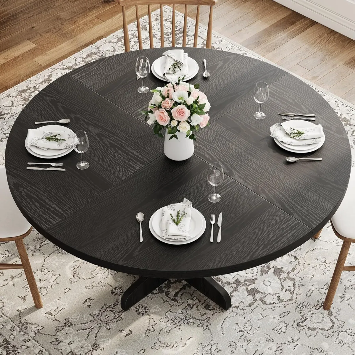47.2in Round Dining Table for 4-6 People Farmhouse - Image 4