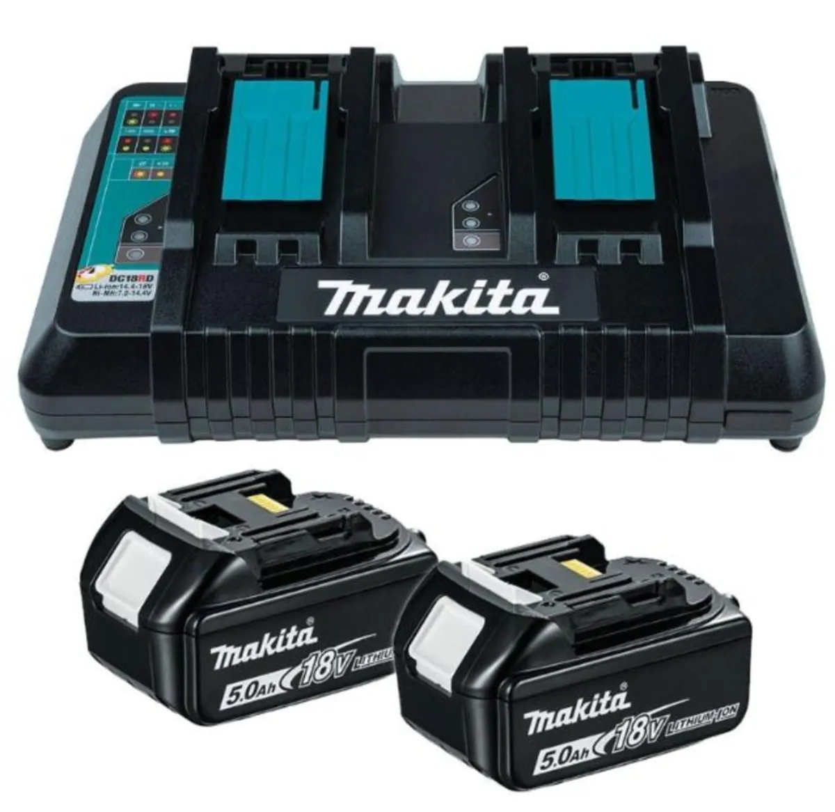 Makita Twin Charger DC18RD & 2 x 5ah BL1850 Set